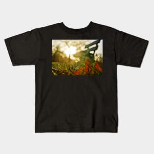 Back-lit Fallen Leaf with Bench Kids T-Shirt